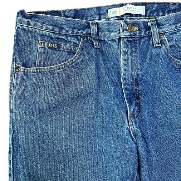 Lee Regular Fit High Waisted Medium Wash Straight Jeans Mens Size 38 x  29 Blue - Picture 2 of 9